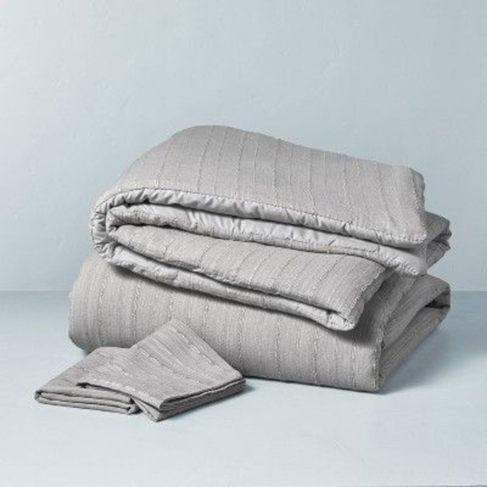 King Washed Loop Stripe Duvet Cover Bedding Set Gray - Hearth & Hand Threshold - Picture 2 of 4